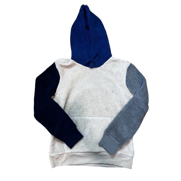 Mens American Eagle Fleece Pullover Hoodie Oatmeal/Gray/Blue Size Small - Picture 1 of 5